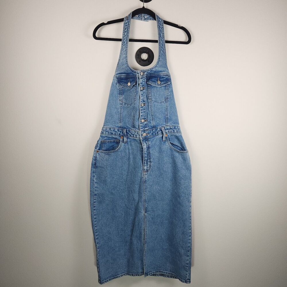 Women's Denim Midi Dress Halter Top - Universal Thread Medium Wash NWT -Size 12